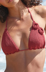 Burgundy Crochet Triangle Bikini Sets