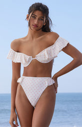 Pink Polka Dot Frill Bikini Sets