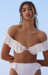 Pink Polka Dot Frill Bikini Sets