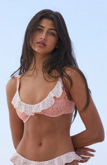 Coral Floral Frill Push Up Bikini Sets