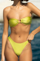 Lime Green Front Hoop Bandeau Bikini Sets