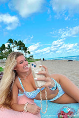 Blue Floral Push Up Bikini Sets