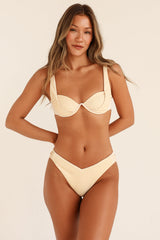 Yellow Striped Push Up Bikini Sets