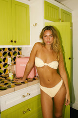 Yellow Striped Bandeau Bikini Sets