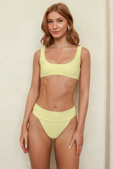 Yellow Basic Tank Bikini Sets