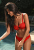 Orange Red Smocked Front Hoop Bikini Sets