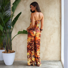 Yellow Palm Tree Scarf Top