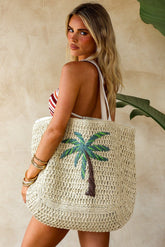 Palm Straw Beach Tote Bag