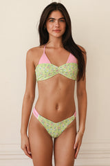 Green Pink Floral Tank Bikini Sets
