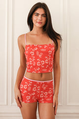 Red Floral Tank Bikini Sets