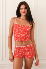 Red Floral Tank Bikini Sets