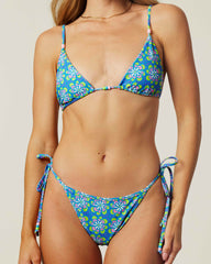 Aqua Floral Triangle Bikini Set