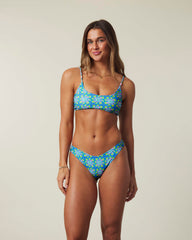 Blue Sunflower Print Tank Bikini Sets