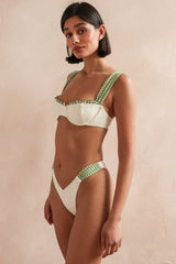 White Contrast Edge Push Up Bikini Sets