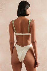 White Contrast Edge Push Up Bikini Sets