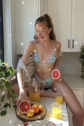 Green Floral Triangle Bikini Set