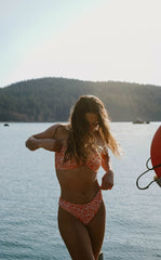 Orange Floral Front Hoop Bandeau Bikini Sets