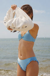 Light Blue Front Knot Bikini Sets