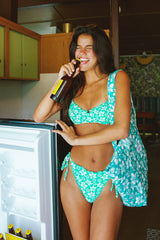 Green Floral Push Up Bikini Sets