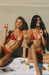 Red Solid Triangle Bikini Sets