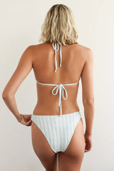 Grey Blue Striped Triangle Bikini Sets