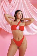 Red One Shoulder Bikini Sets