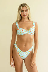 Blue Fruits Print Push Up Bikini Sets