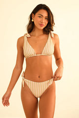 Pink Striped Shoulder Tie Bikini Sets