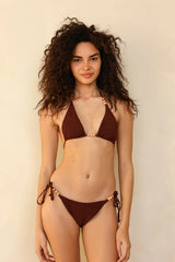 Coffee Triangle Halter Bikini Sets