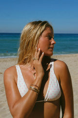 Peach Pink Dot Triangle Bikini Sets