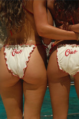 Cream Self-Tie Cheecky Bikini Bottom