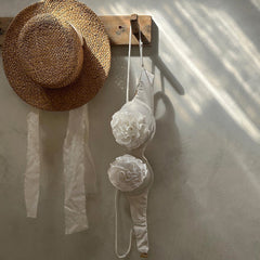 White Rosette Push Up Bikini Sets