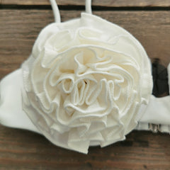 White Rosette Push Up Bikini Sets
