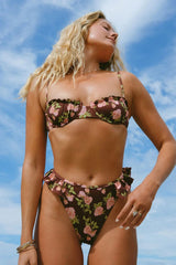 Coffe Floral Push Up Bikini Sets