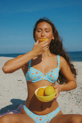 Blue Fruits Print Push Up Bikini Sets