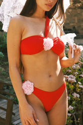 Red One Shoulder Bikini Sets