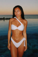 White One Shoulder Bandeau Bikini Sets