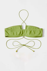 Green Crossover Halter Bikini Sets