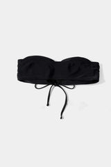 Black Front Tie Bandeau Bikini Sets