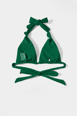 Emerald Green Front Knot Triangle Bikini Sets