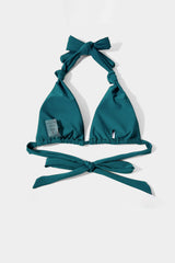 Dark Teal Knot Triangle Halter Bikini Sets