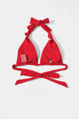 Ember Red Front Knot Triangle Bikini Sets