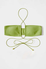 Green Crossover Halter Bikini Sets