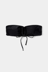 Black Front Tie Bandeau Bikini Sets