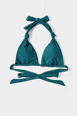 Dark Teal Knot Triangle Halter Bikini Sets