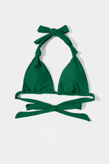 Emerald Green Front Knot Triangle Bikini Sets