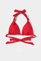 Ember Red Front Knot Triangle Bikini Sets