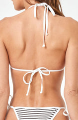 White Striped Triangle Bikini Sets