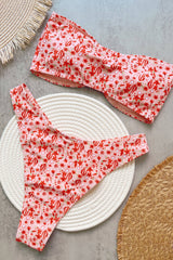 Pink Floral Bandeau Bikini Sets