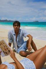 Blue Floral Button Down Oversized Shirt